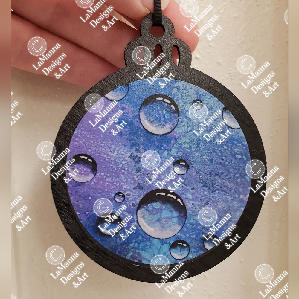 Handmade Flat wooden Bubble Christmas ornament